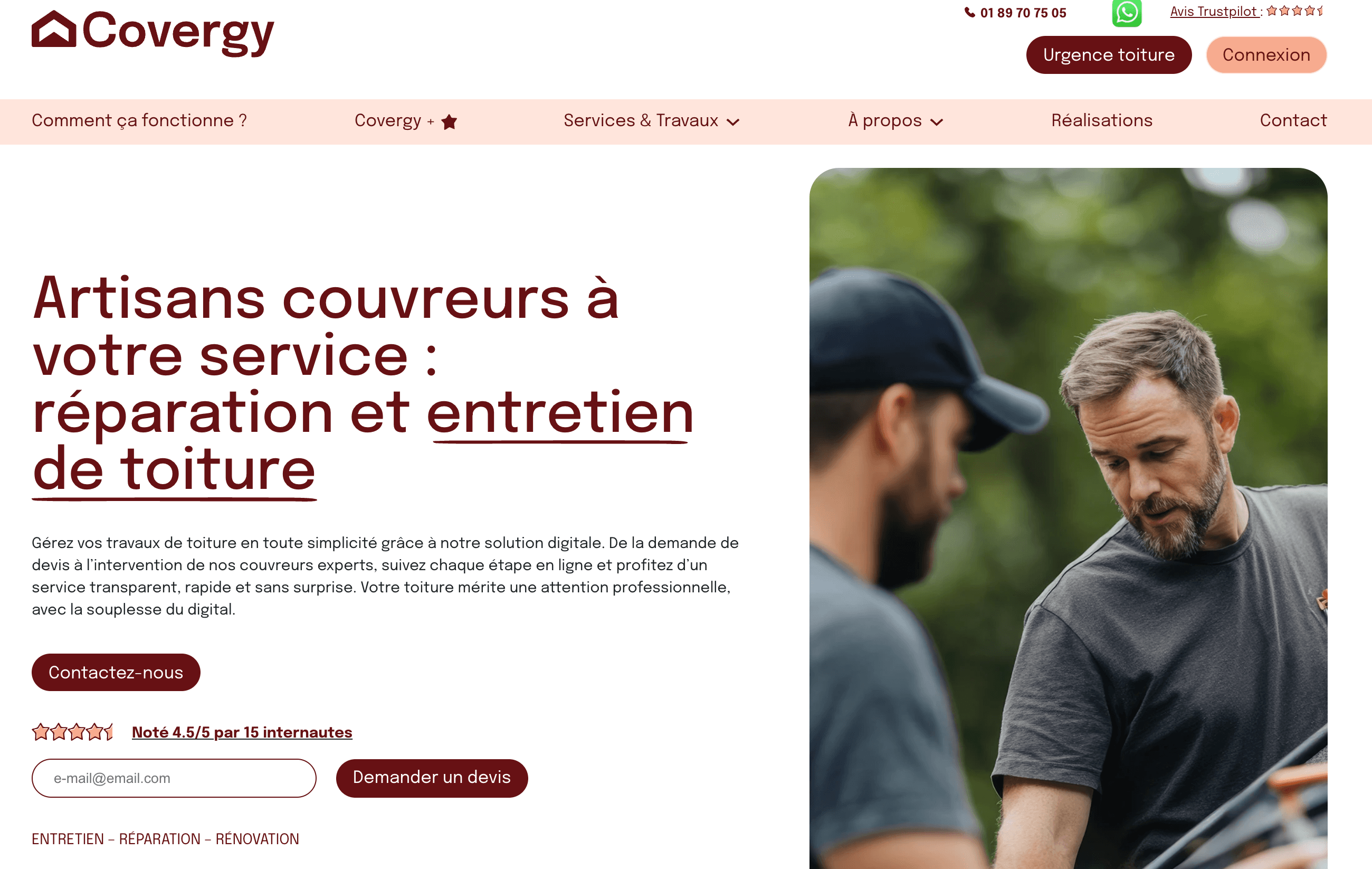 Covergy : Marketplace d'artisans couvreurs